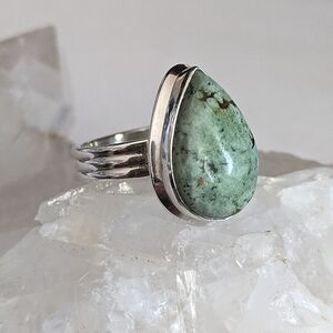 Natural Green Norwegian Turquoise, 925 Ring, 6